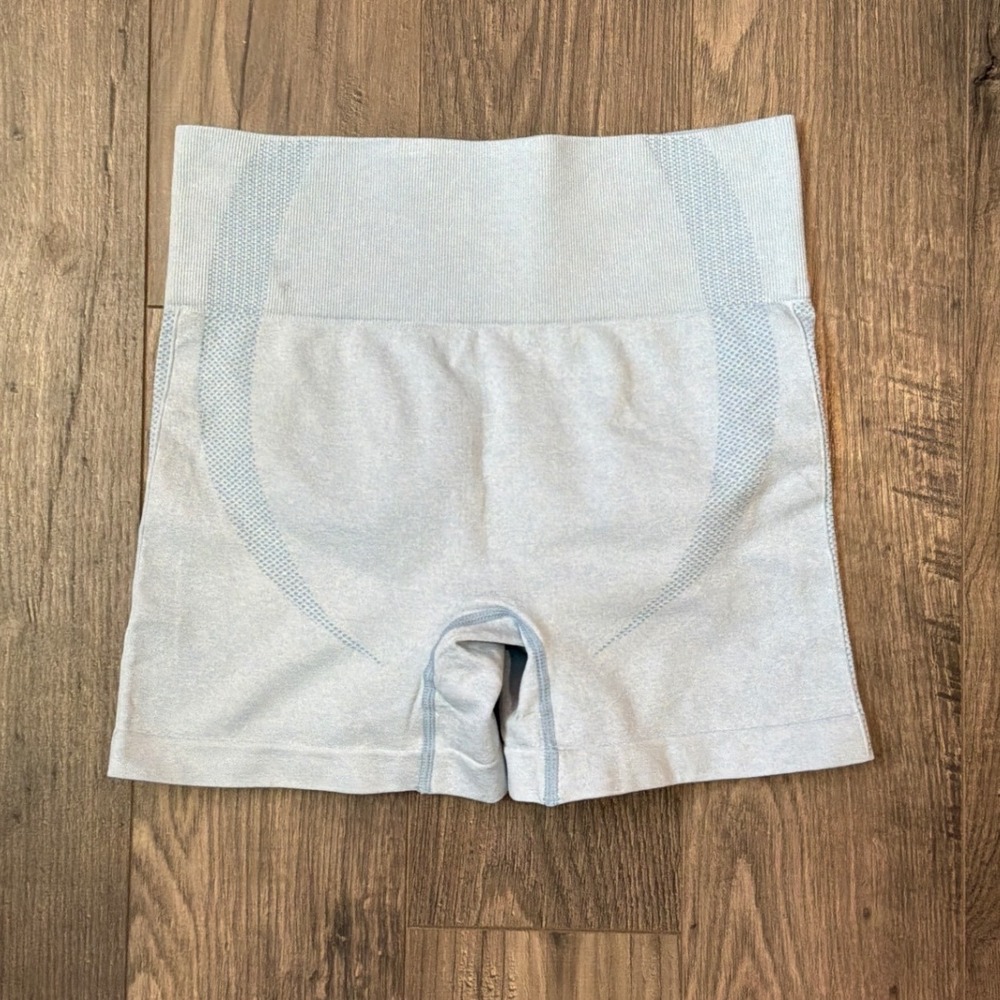 Light Blue Seamless Scrunch Butt High Waisted Athletic Workout Shorts Womens S